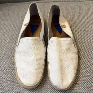 VERBENAS White Leather Slip-On Loafers for Women
